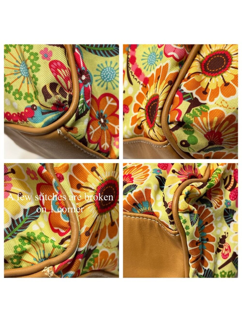 Lily Bloom Floral Bee Tote Bag Busy Bee Recycled Polyester Vinyl Trim Boho Y2K - Picture 8 of 16